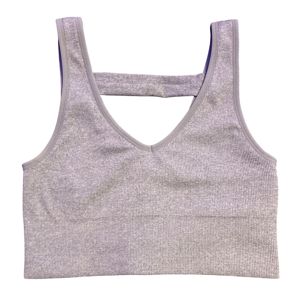 90 Degree By Reflex Blanc Tank Gray Ribbed Seamless Sports Bra Top M